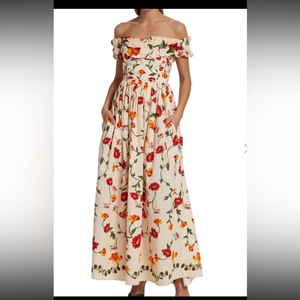 Agua by Agua Bendita Espliego Oasis Floral Maxi Dress Size Medium M Cotton NWT